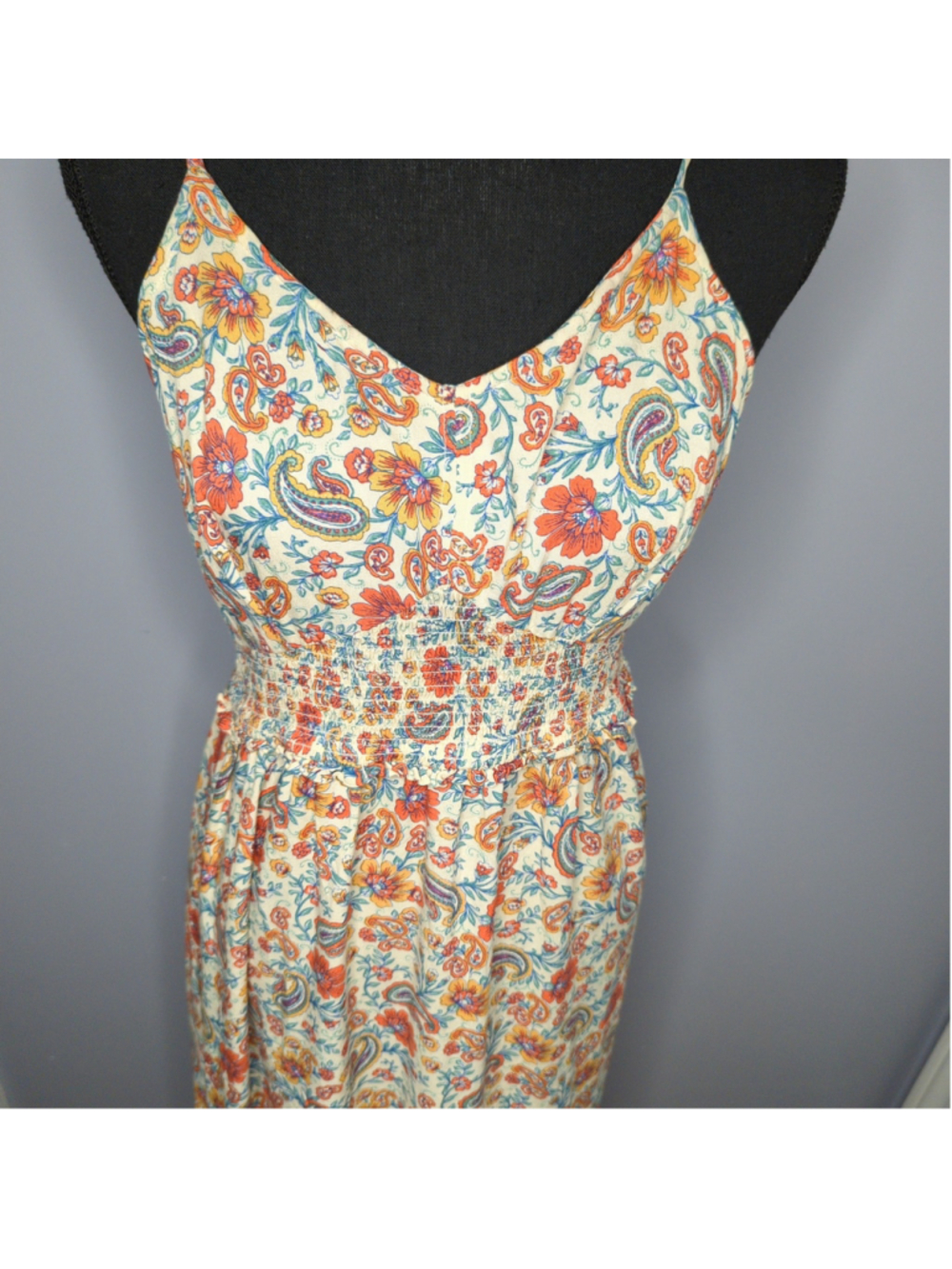 Patrons of Peace Boho Paisley Smocked Maxi Dress Size M Like New - Picture 3 of 14